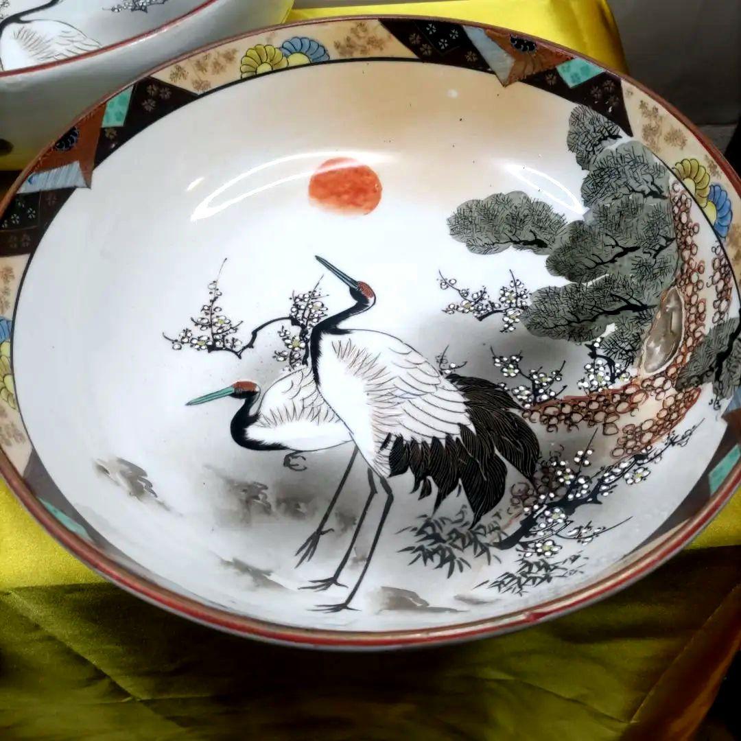 九谷焼　古九谷　金彩　色絵　三ツ鉢　小鉢　中鉢　大鉢　8寸9寸1尺鉢　3客セット