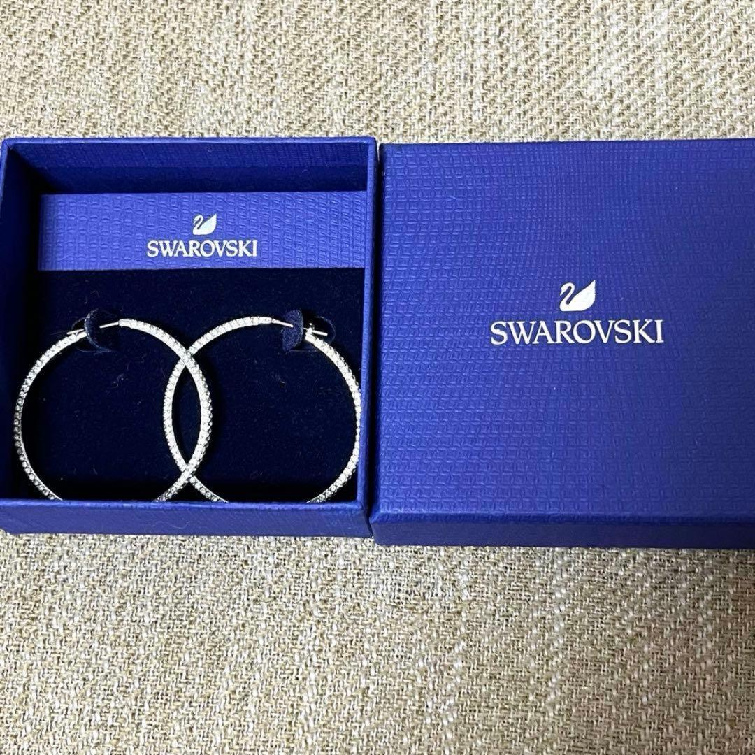 スワロフスキー　ピアス　Dextera フープピアス　シルバー　正規品極美品箱付