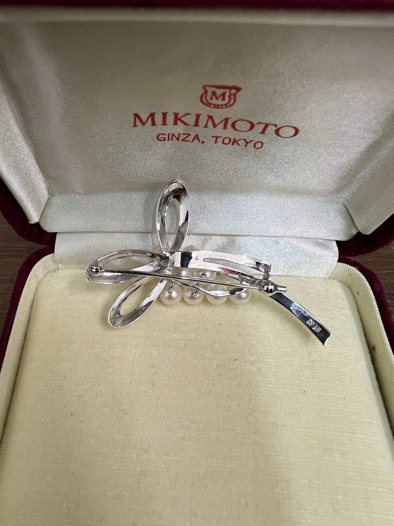 MIKIMOTO シルバーブローチ 花モチーフ パール