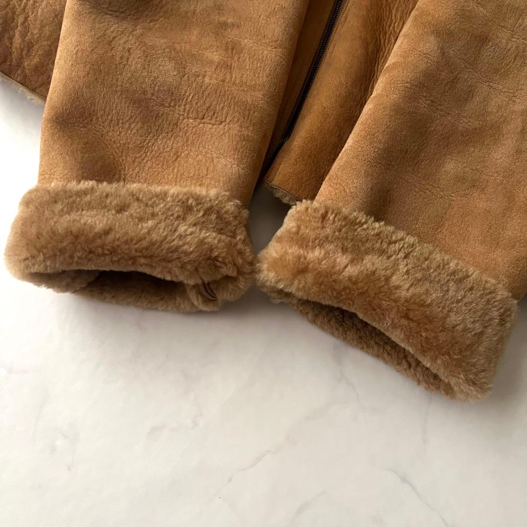 ポールスミス ムートン シングルライダースジャケット レザー 羊革 L ブラウン