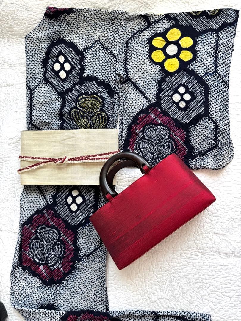 粋な大人の高級浴衣◆有松絞り 素晴らしい吉祥花文