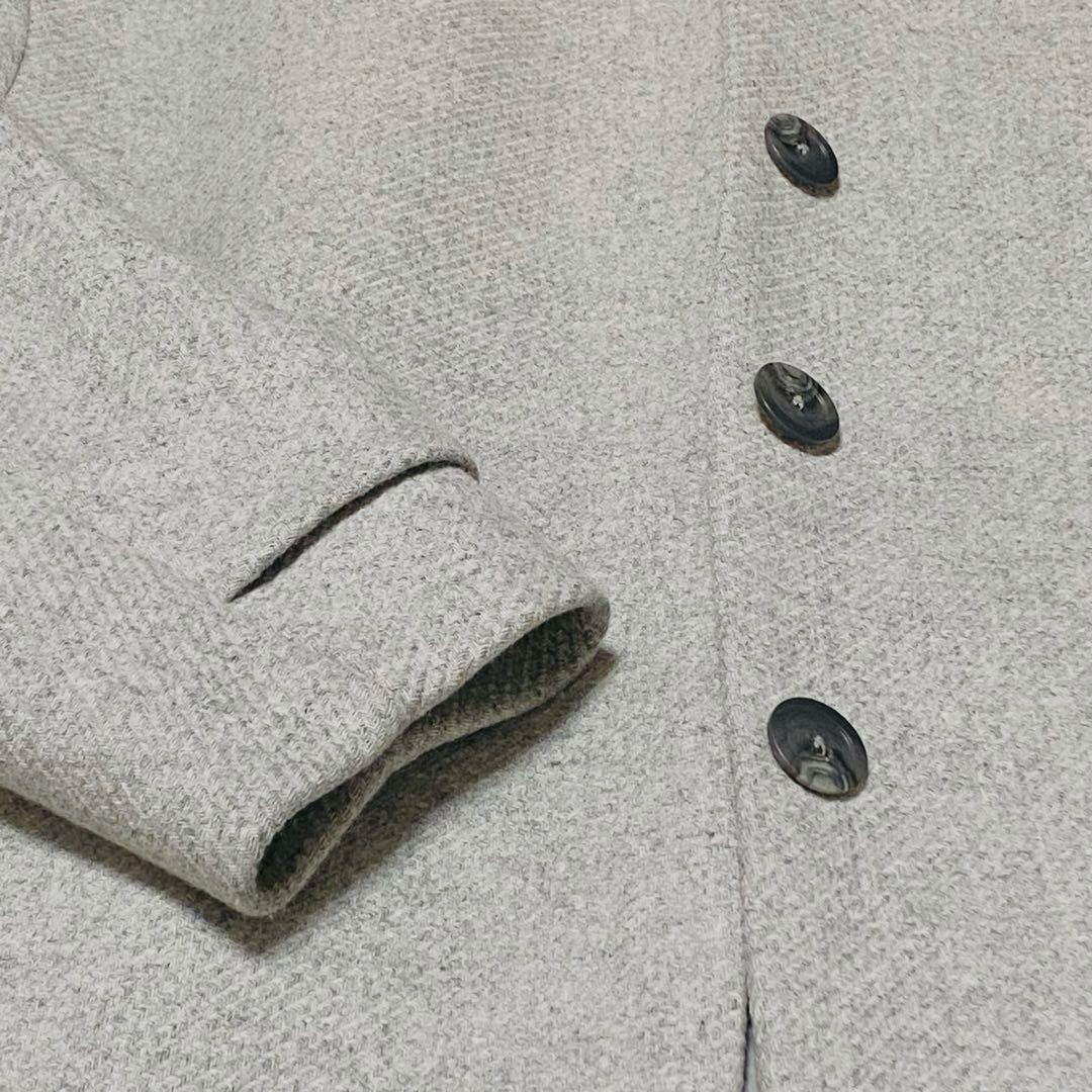 美品【PLST】MANTECOマンテコ ウール ノーカラーコート グレー上質素材