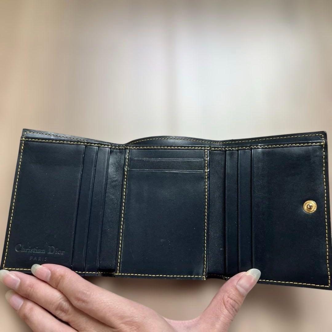 Dior モノグラム 三つ折り財布 ネイビー