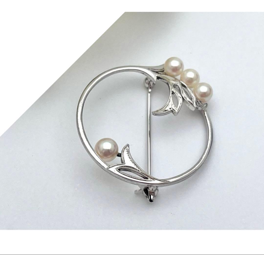 MIKIMOTO サークル　ブローチ　アコヤパール　silver