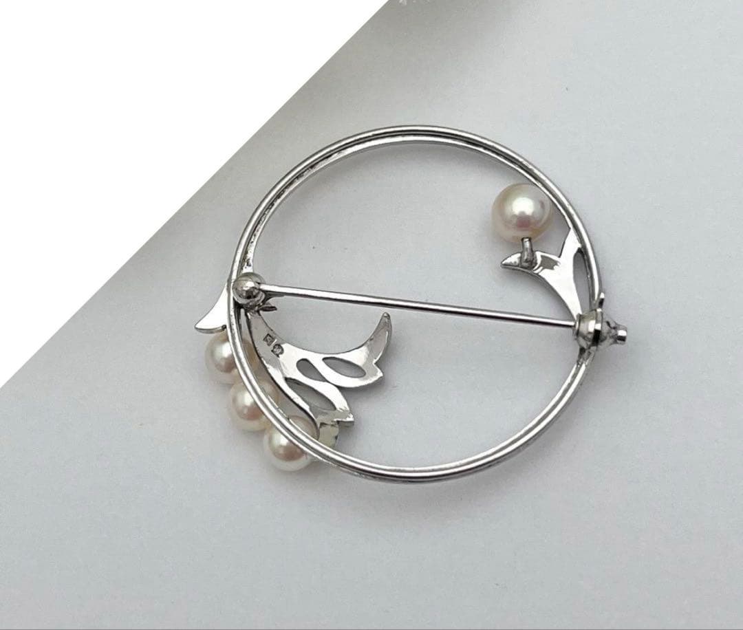 MIKIMOTO サークル　ブローチ　アコヤパール　silver