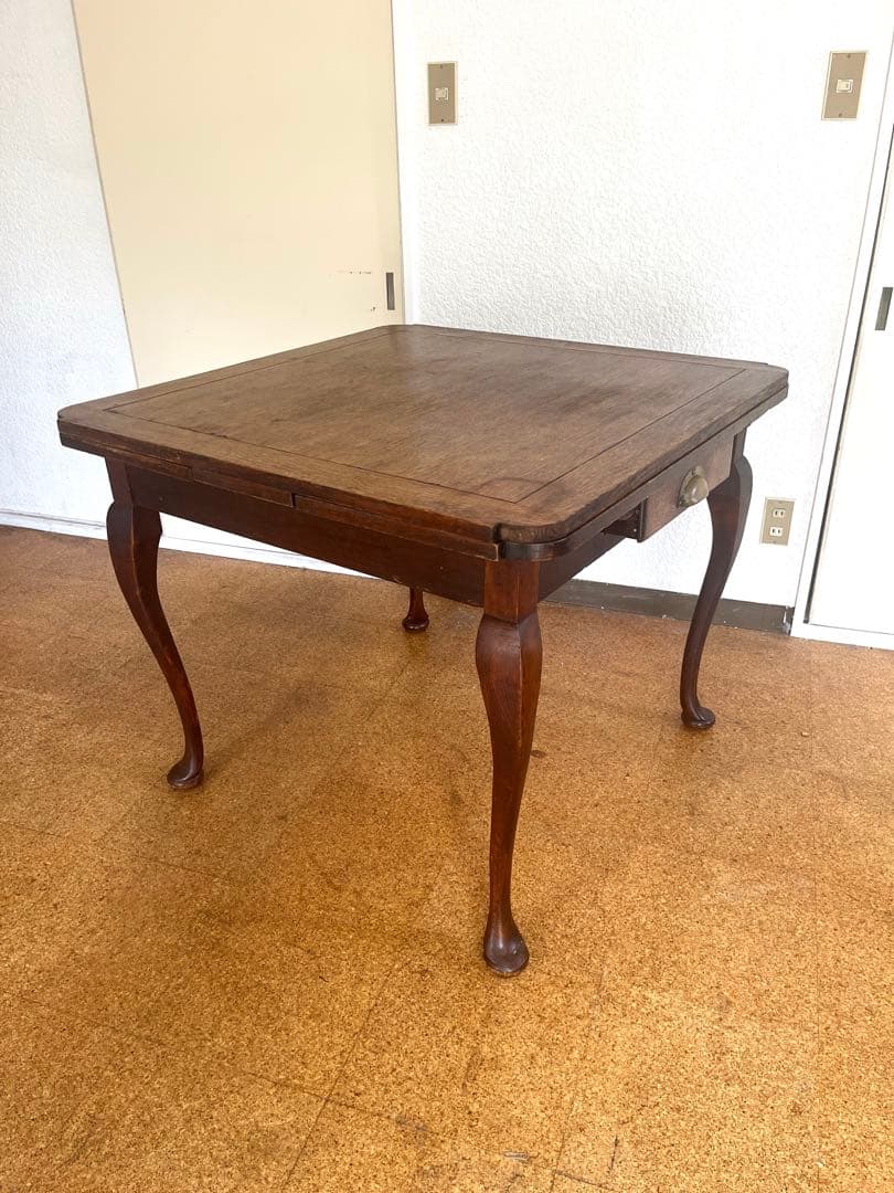 m*a様 木製正方形アンティークダイニングテーブルと椅子4脚セット