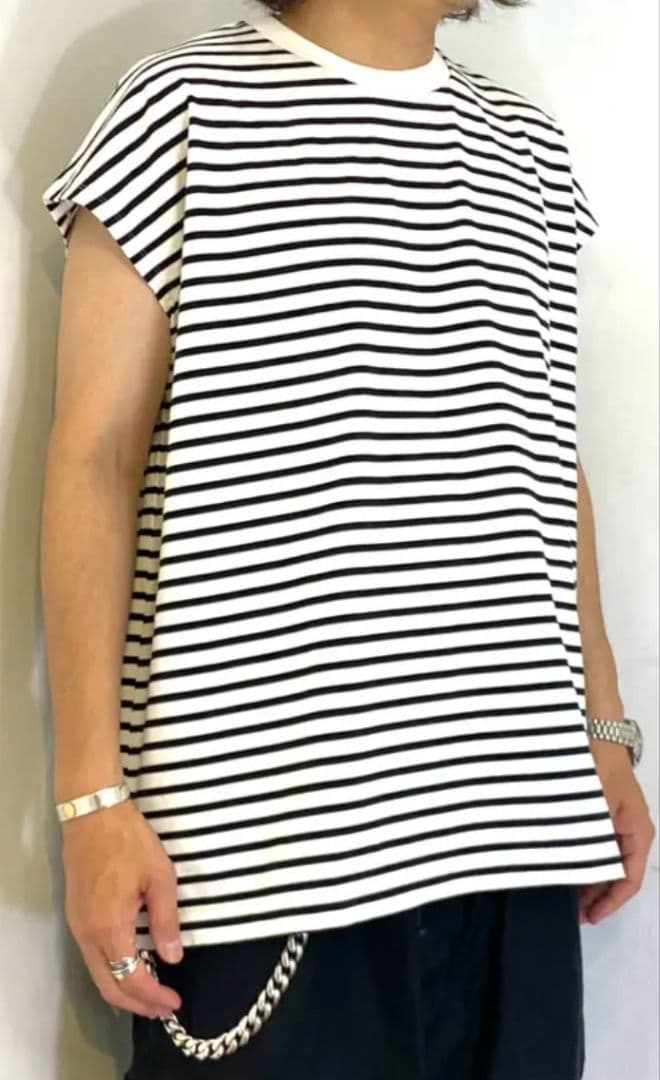 【MINEDENIM】ノースリーブ　ボーダーTシャツ