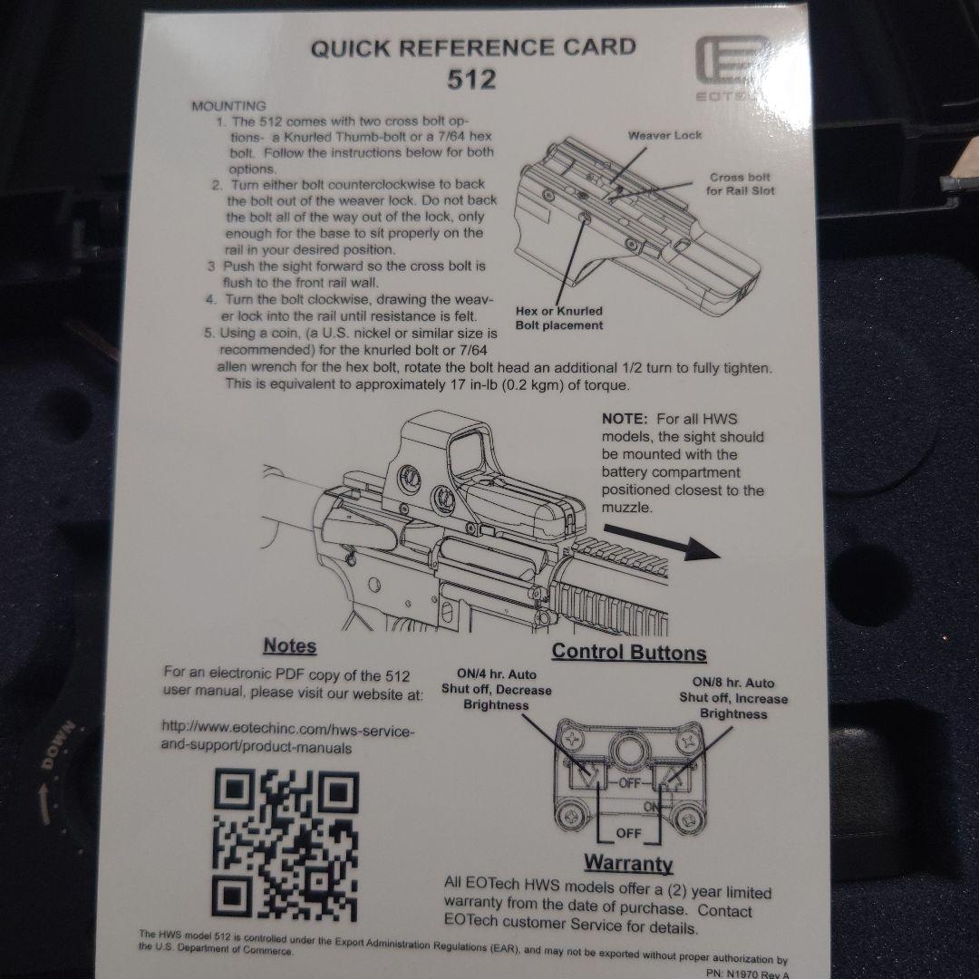 実物ホロサイト　EOTech512.A65