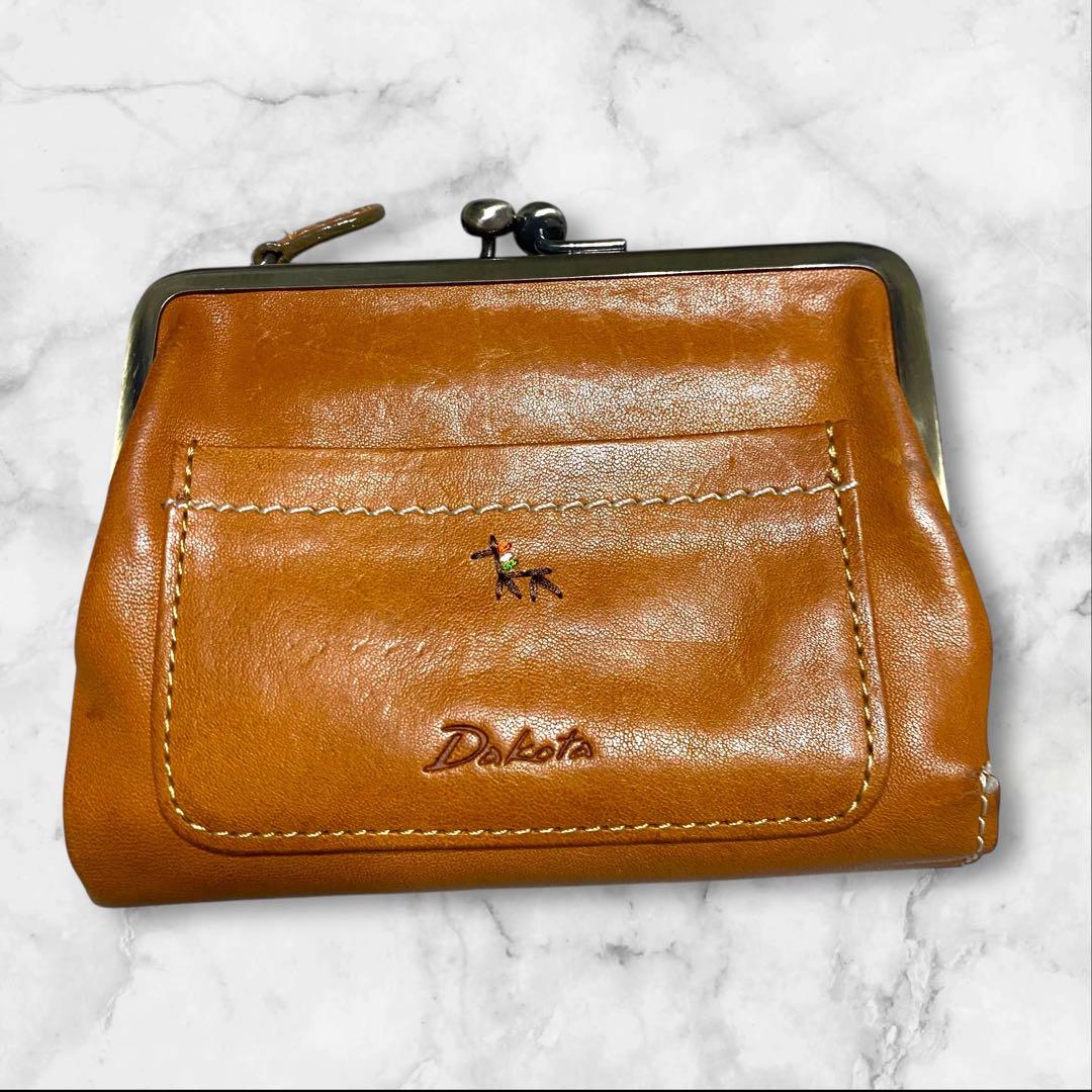 Dakota ダコタ イタリアレザー 二つ折財布 ガマ口 茶色 ブラウン