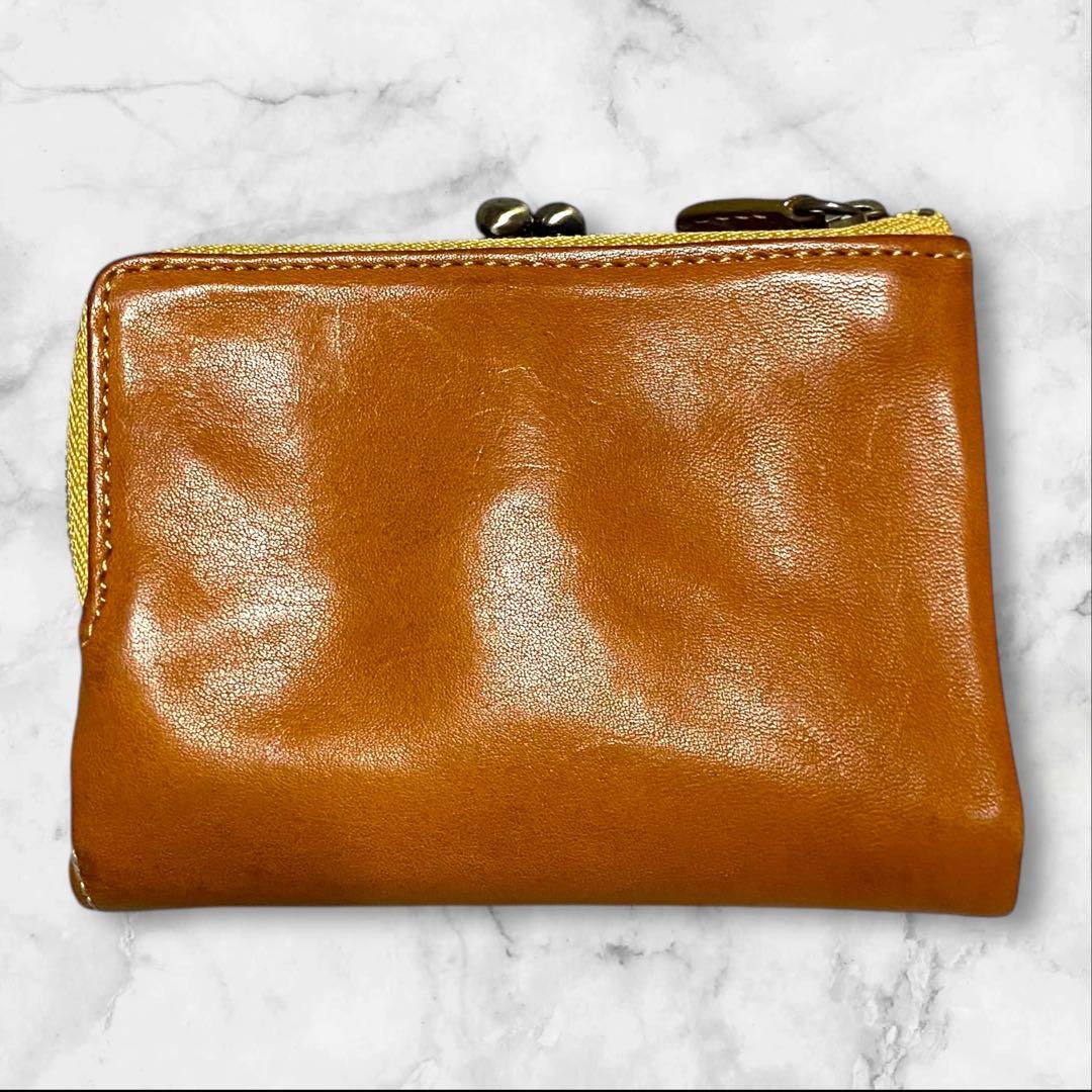 Dakota ダコタ イタリアレザー 二つ折財布 ガマ口 茶色 ブラウン