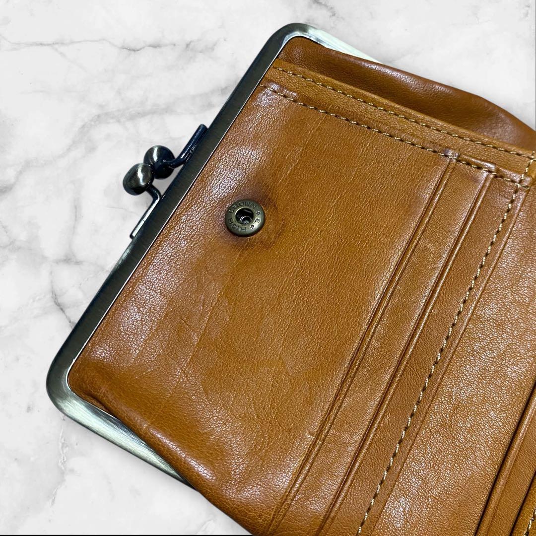 Dakota ダコタ イタリアレザー 二つ折財布 ガマ口 茶色 ブラウン