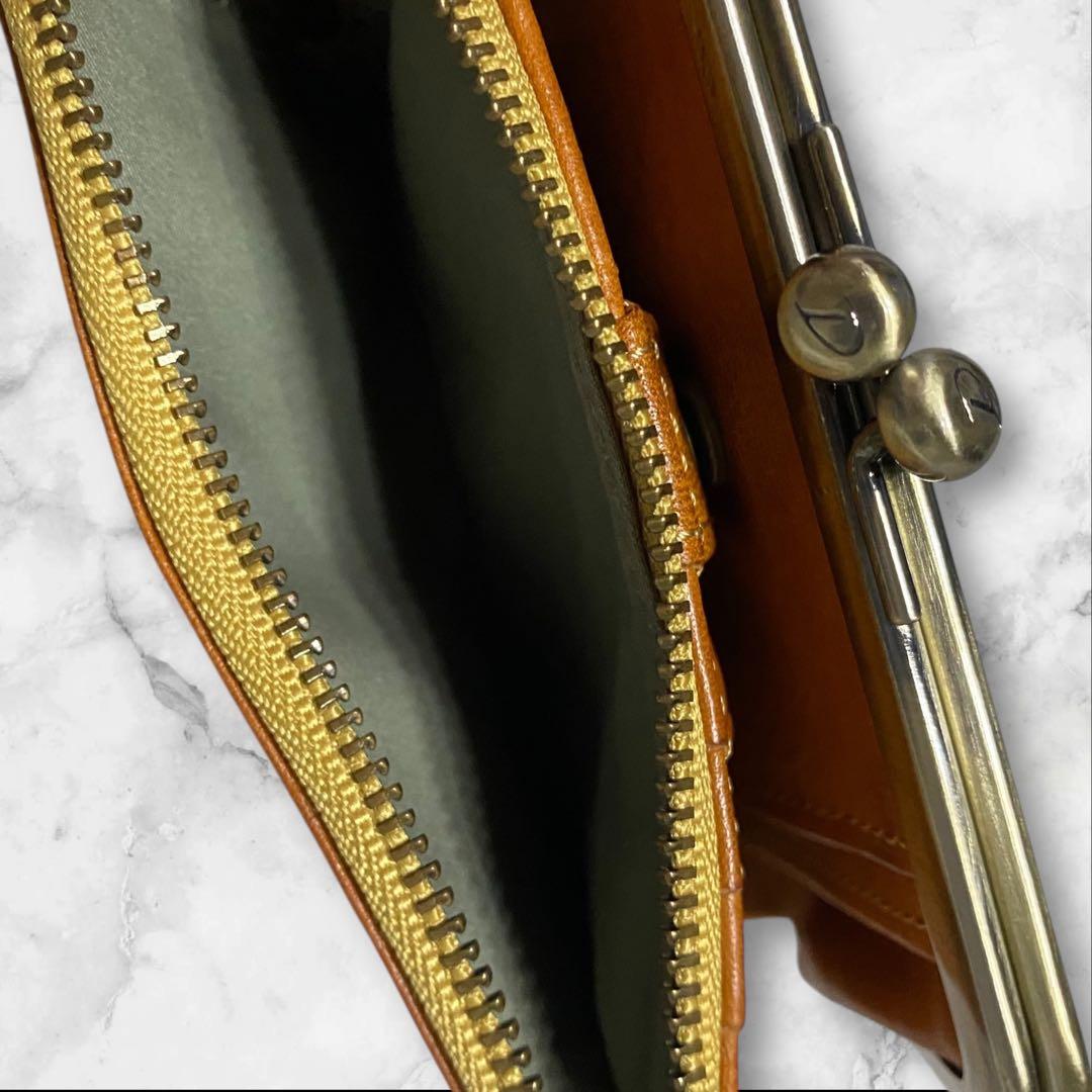 Dakota ダコタ イタリアレザー 二つ折財布 ガマ口 茶色 ブラウン