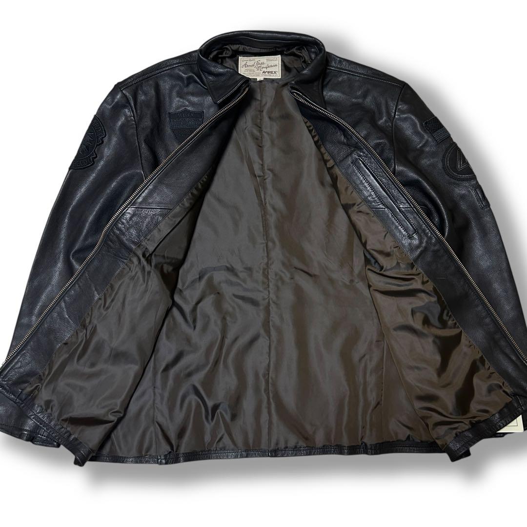 【新品未使用タグ付✨】AVILEX レザー　ライダース　4L やぎ革　黒　極美品
