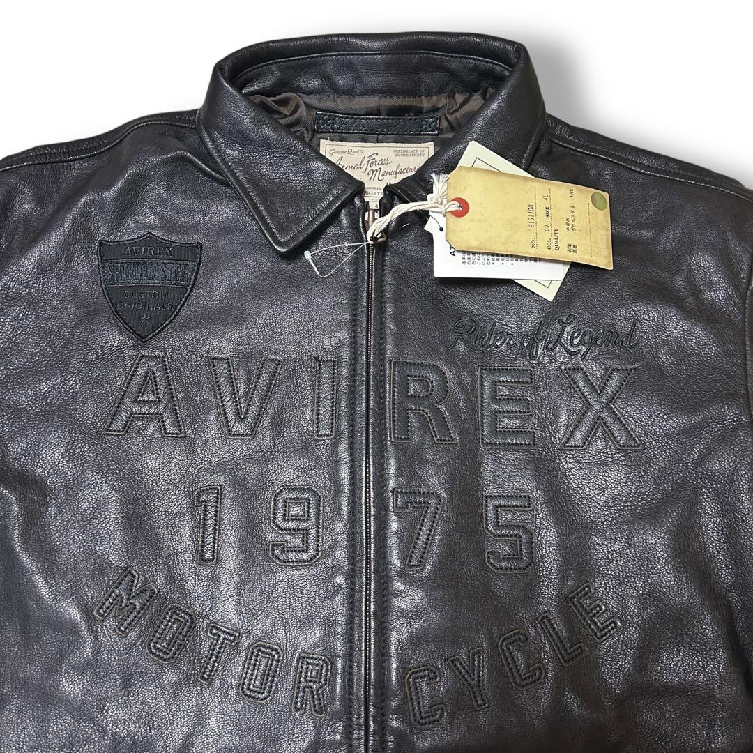 【新品未使用タグ付✨】AVILEX レザー　ライダース　4L やぎ革　黒　極美品