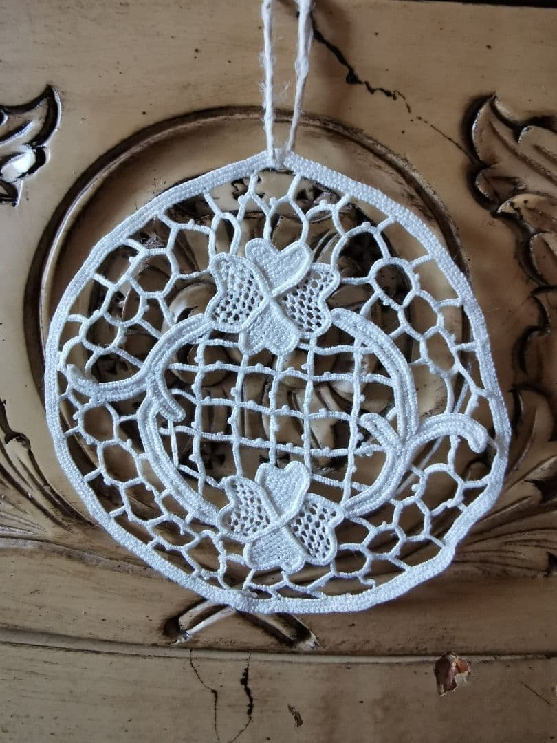 アンティーク☘トレフル よつ葉クローバー ニードルワーク レース刺繍プチドイリー