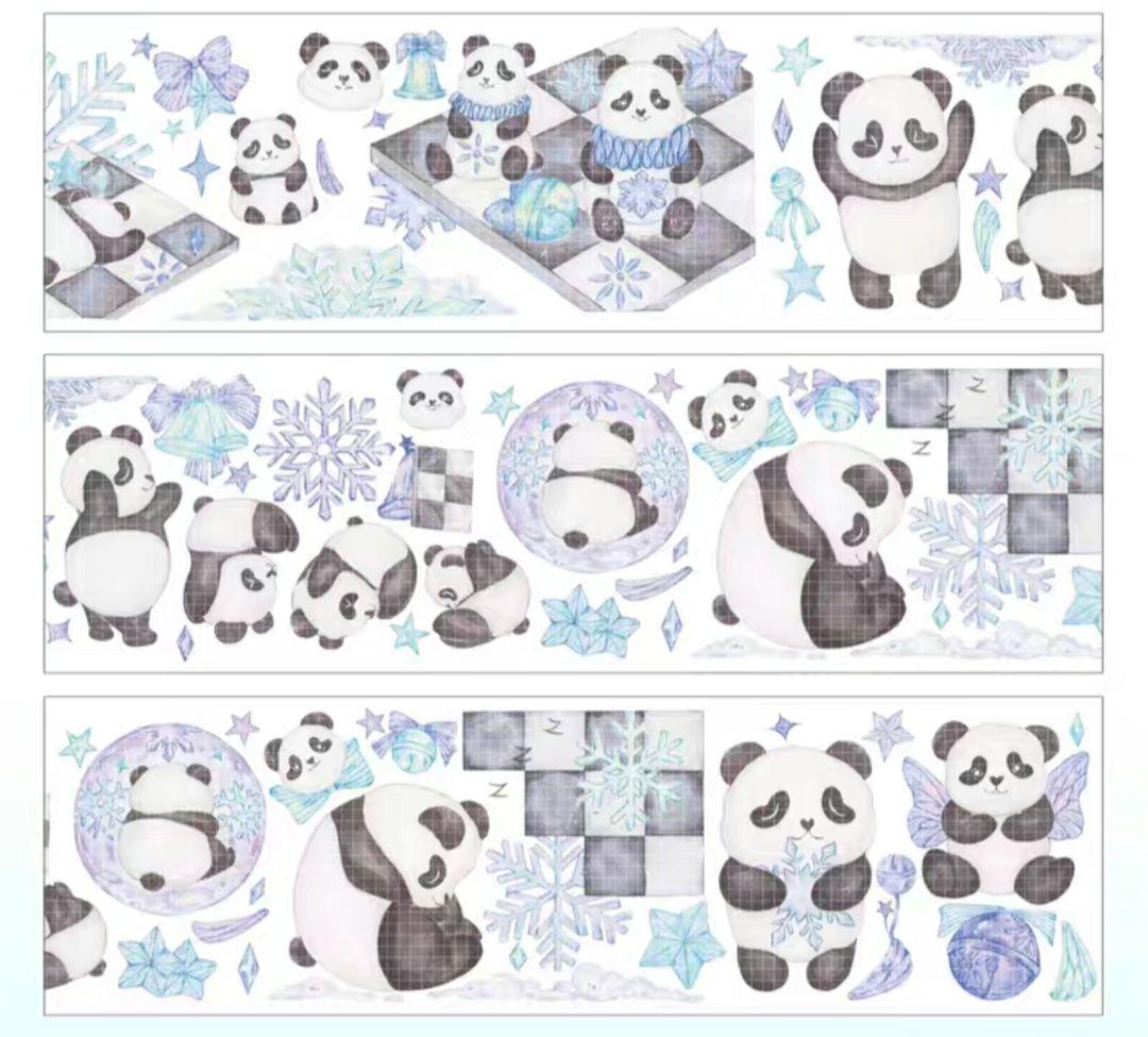 巻売 528★ 海外 マスキングテープ マステ PET 動物 パンダ 銀ホロ