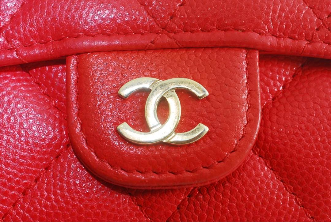シャネル＊CHANEL＊キャビアスキン＊マトラッセ＊三つ折り財布＊レッド