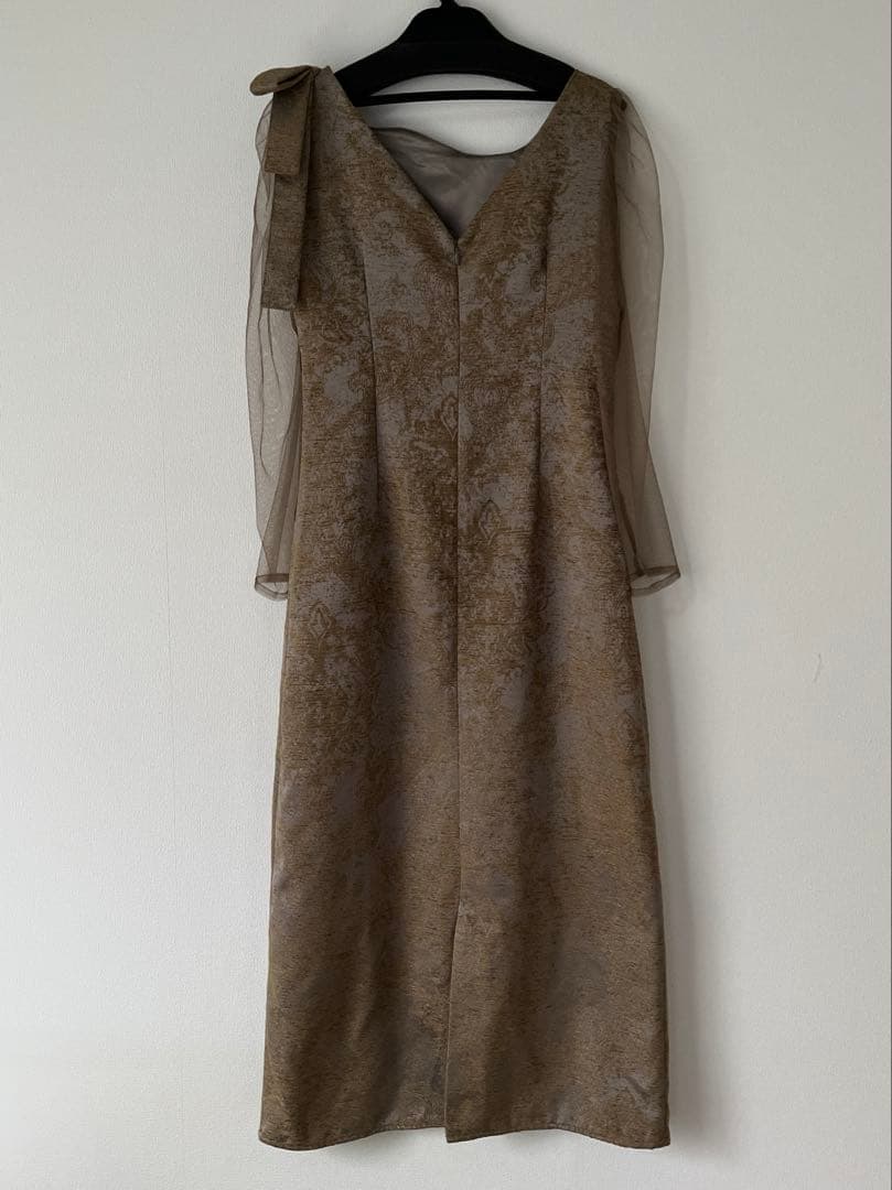 Shoulder ribbon jacquard dress/LE’RURE