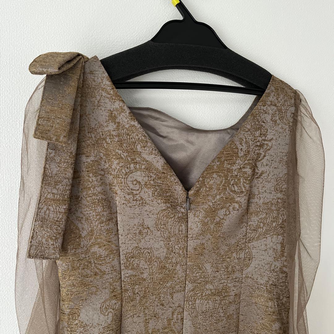 Shoulder ribbon jacquard dress/LE’RURE