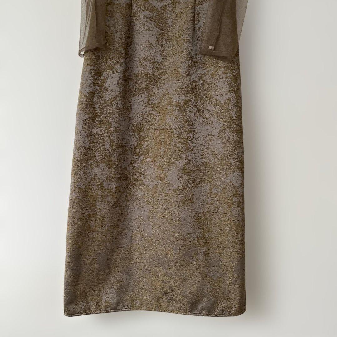 Shoulder ribbon jacquard dress/LE’RURE