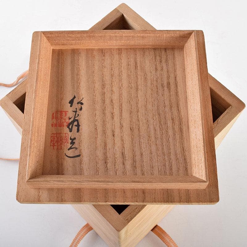 京焼　三浦竹軒造　赤絵　雲龍鳳凰文　四方瓶　共箱　M　R4967B