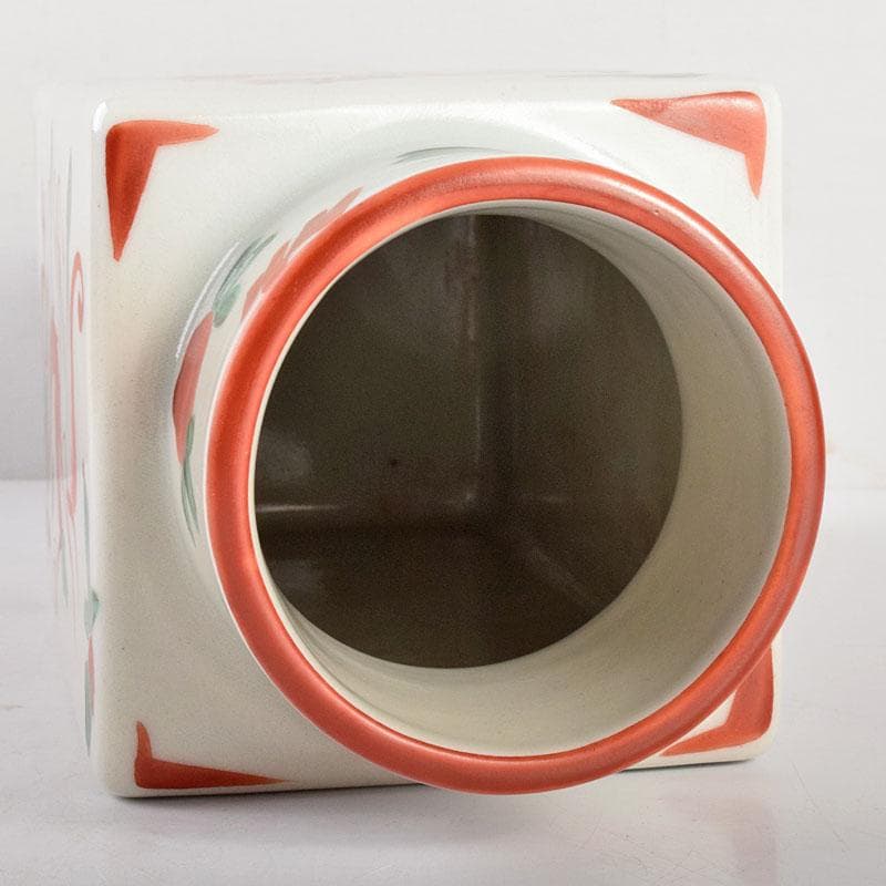 京焼　三浦竹軒造　赤絵　雲龍鳳凰文　四方瓶　共箱　M　R4967B