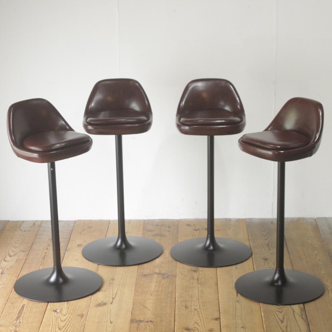 ※専用 在庫2脚 レトロ カウンターチェア 回転 スタンド ダイナー 合皮 赤茶