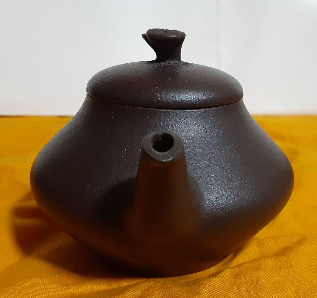 人間国宝　三代　山田常山　梨皮烏泥茶銚　霊芝摘　急須　KS