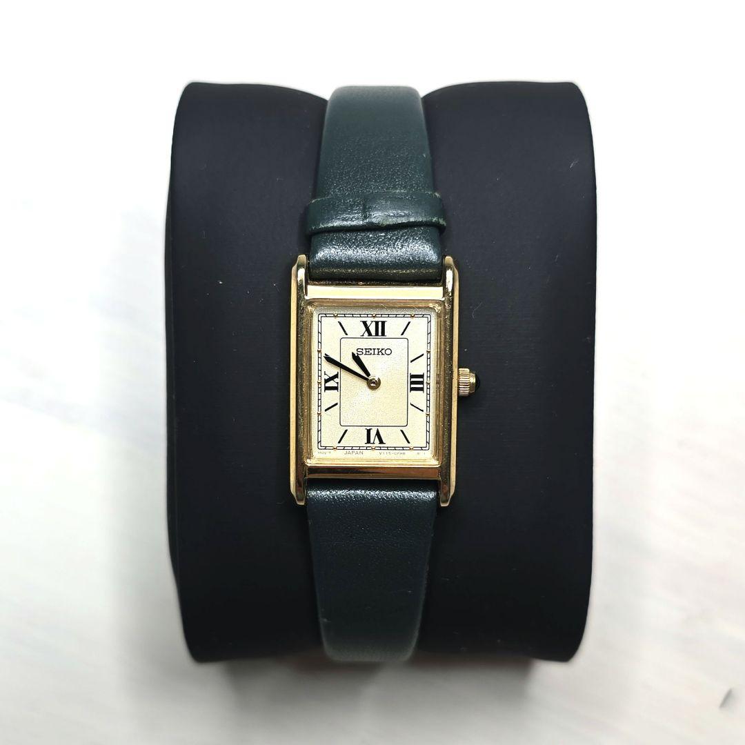 SEIKO×nano universe レザーベルト腕時計ゴールド✴︎グリーン