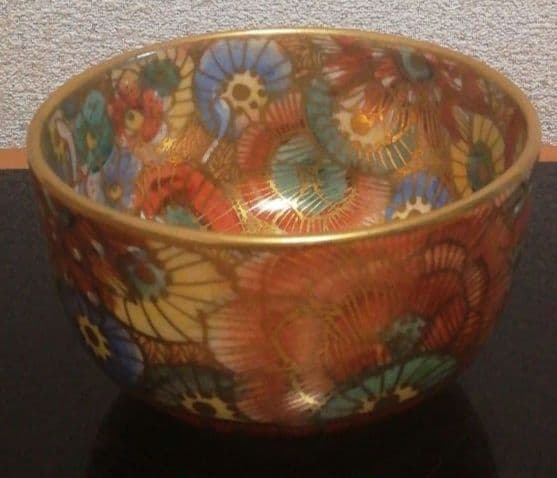 寿官作　薩摩焼　金彩　百花　茶碗　共箱　茶道具