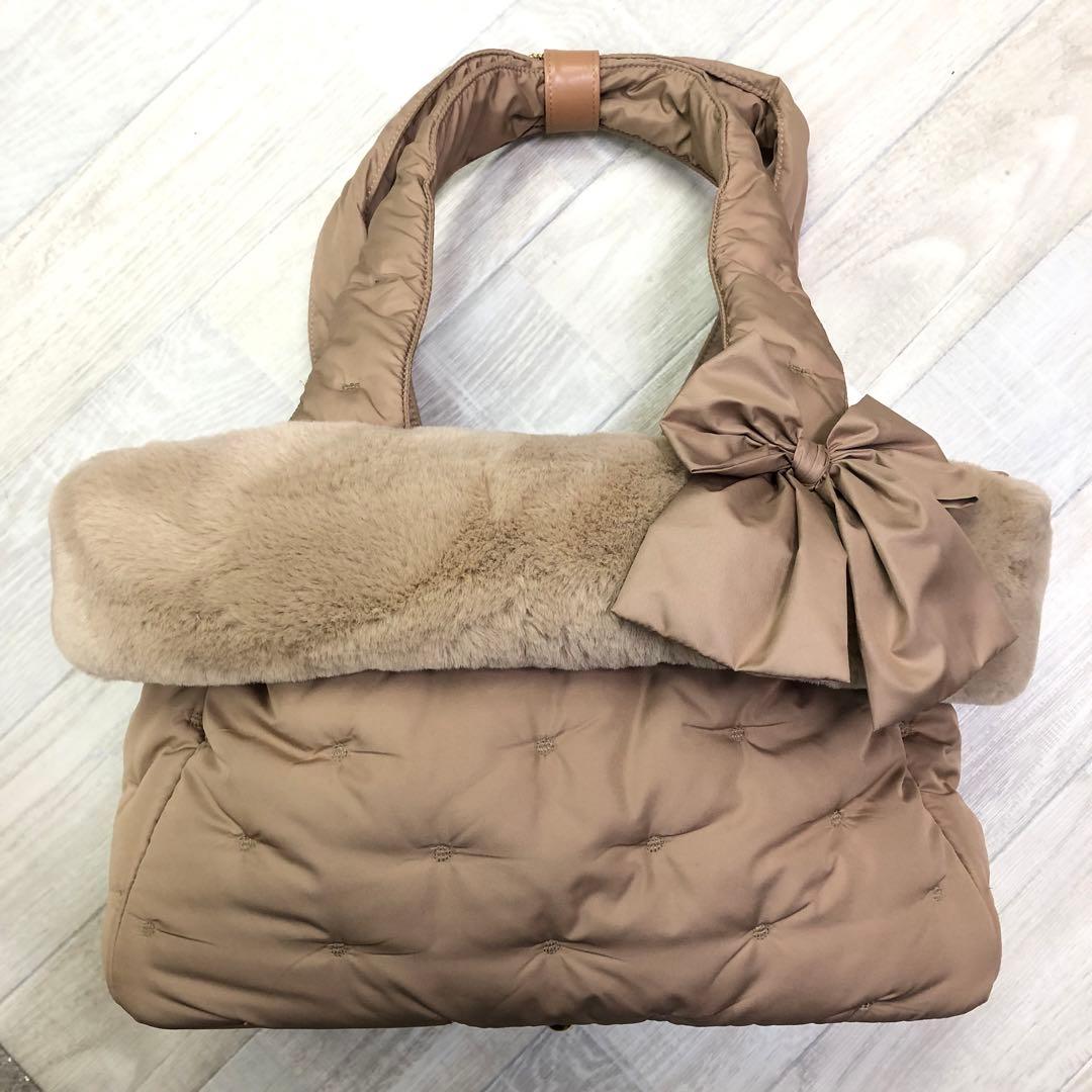 M*a様 未使用 for pets only リボン付きファーキャリーバッグ 犬