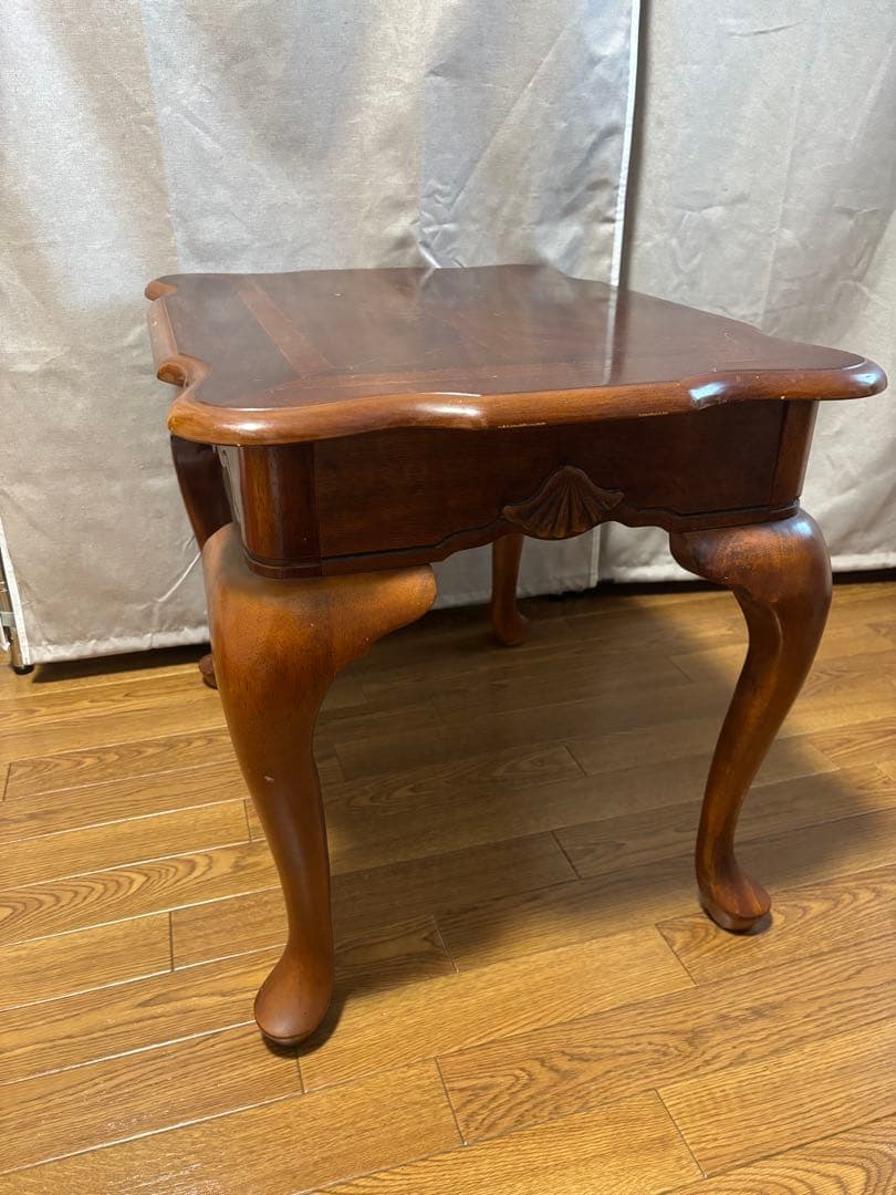 英国調アンティーク 木製 猫足 サイドテーブル ダークブラウン レトロ