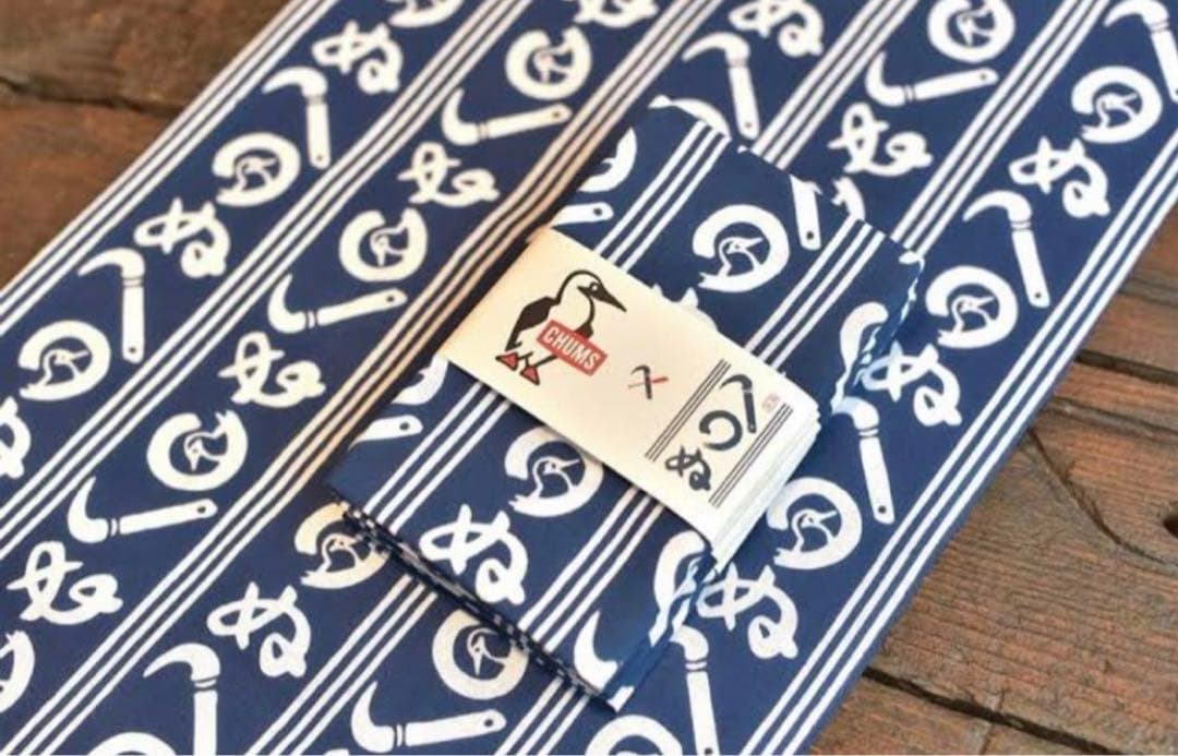 ★完売希少新品CHUMSチャムス表参道8周年記念かまわぬコラボ手拭いネイビー