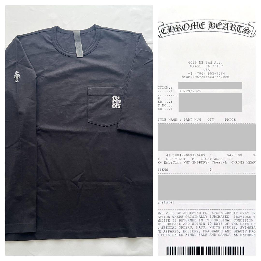 【直営購入・新品】クロムハーツ ワイノット ロングスリーブTシャツ 黒XL