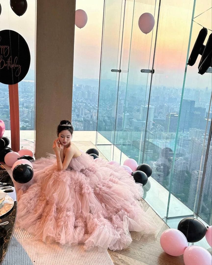 【みゆ】薄ピンクのカラードレス（パニエセット）/フォトウエディング