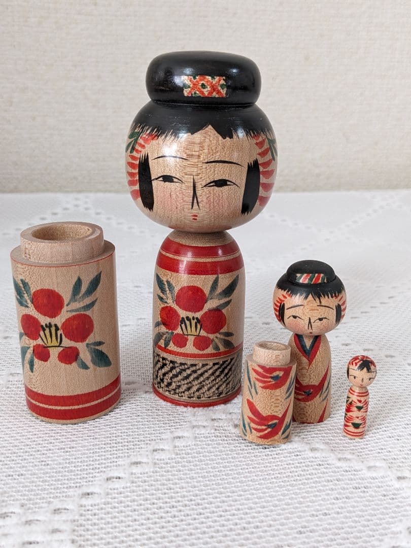 伝統こけし　小笠原義雄工人　子、孫持ちこけし