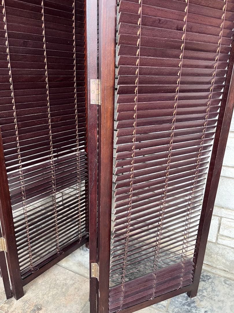 木製スラット式パーテーション 3つ折り　仕切り　目隠し