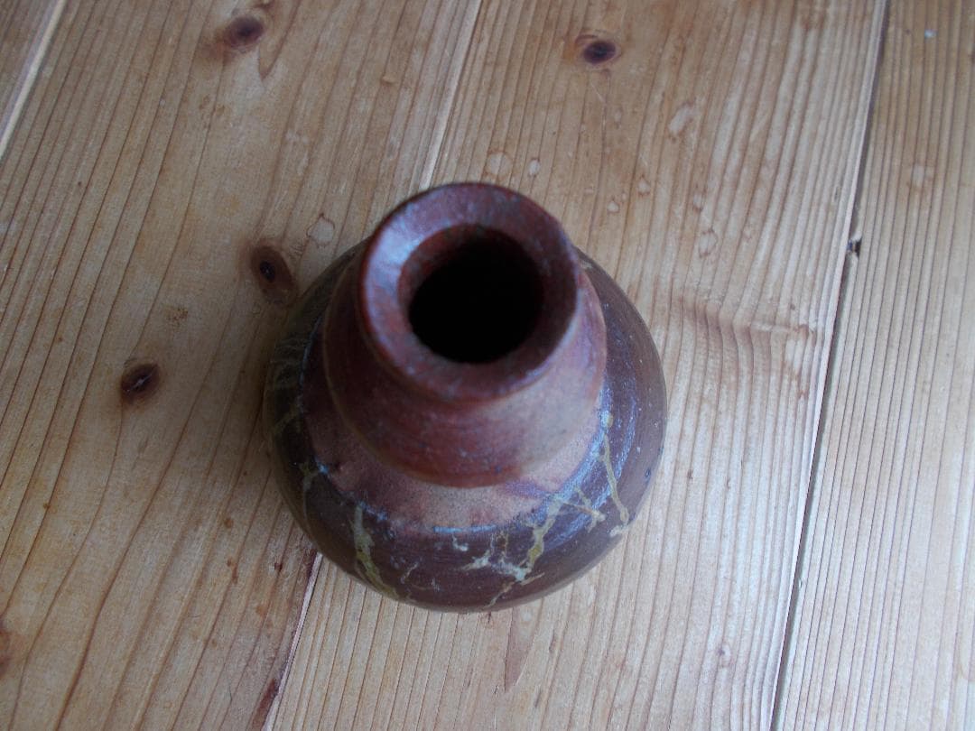 再御値下げ　備前焼㉜　中瓢徳利・花入れ　緋襷　ゴマ　丁斎作