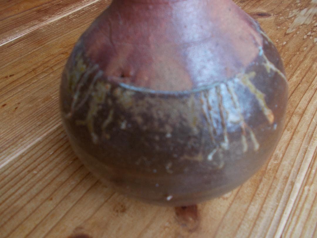 再御値下げ　備前焼㉜　中瓢徳利・花入れ　緋襷　ゴマ　丁斎作