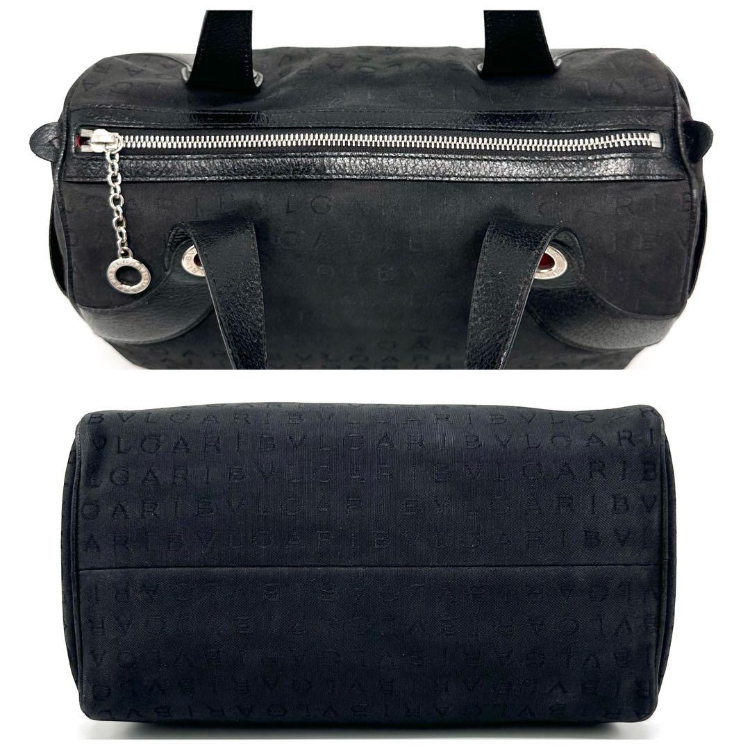 ブルガリ ロゴマニア ビーゼロワン ミニボストンバッグ キャンバス レザー 黒