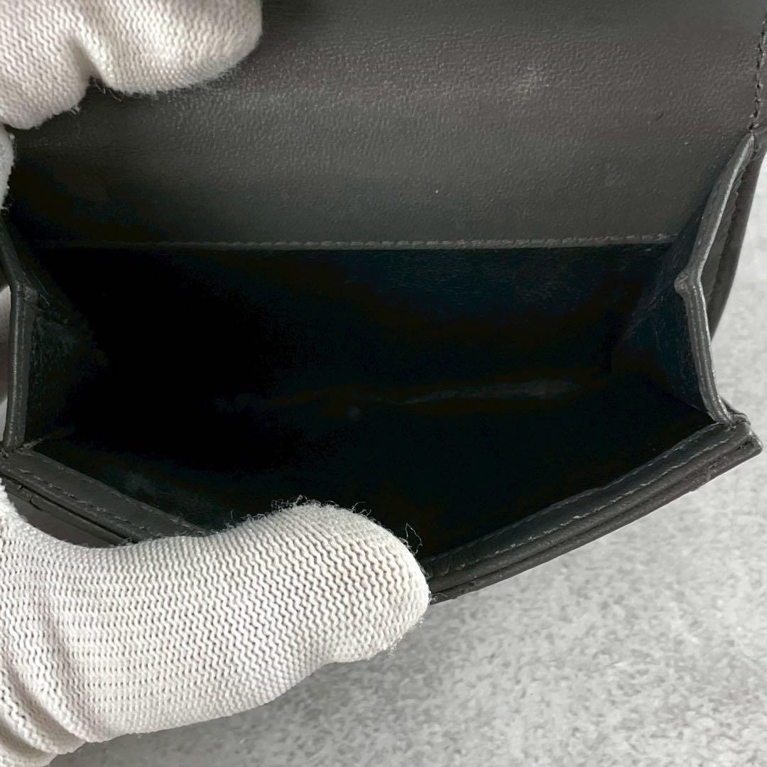 【美品】サンローランパリ 三つ折財布 カサンドラ レザー グレー