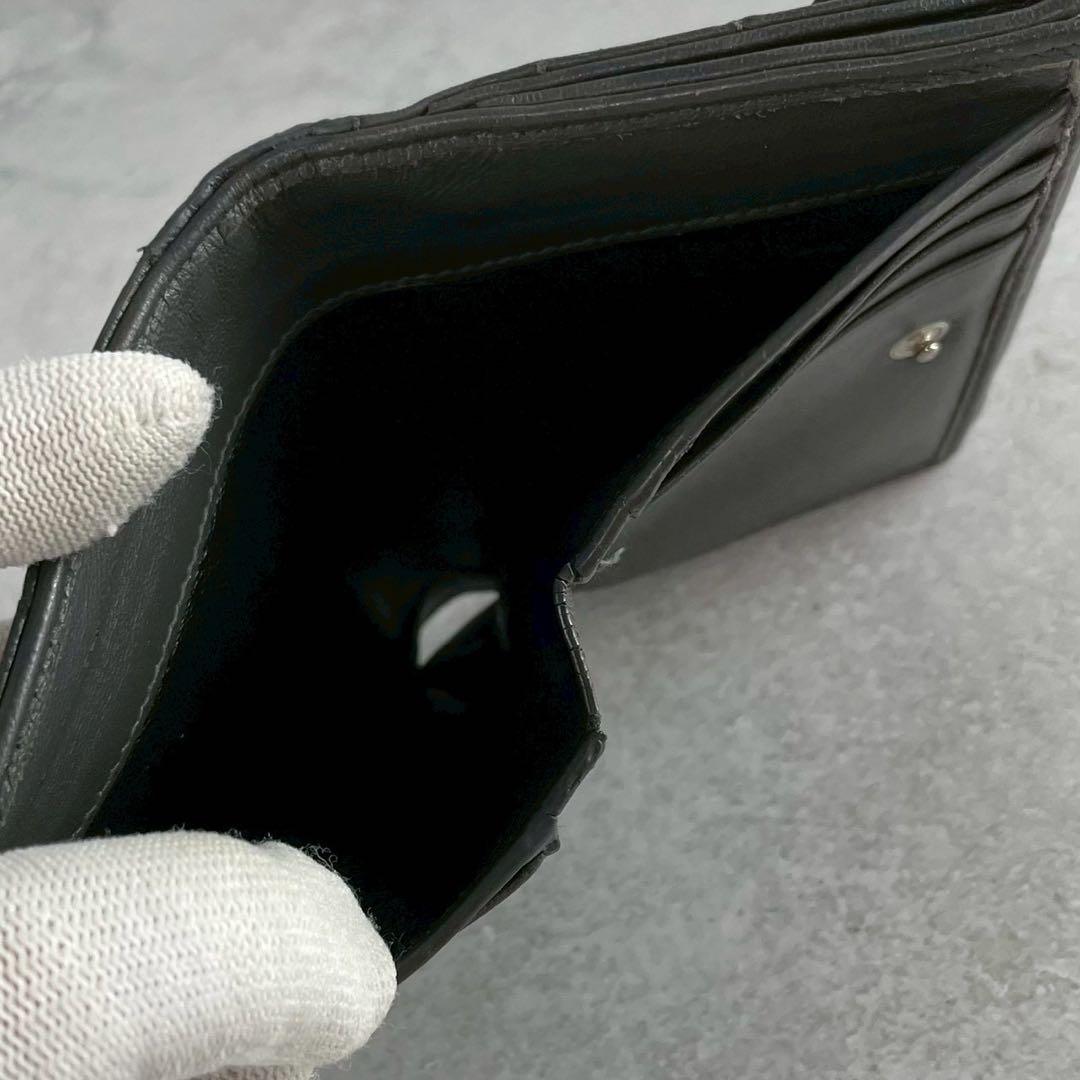 【美品】サンローランパリ 三つ折財布 カサンドラ レザー グレー