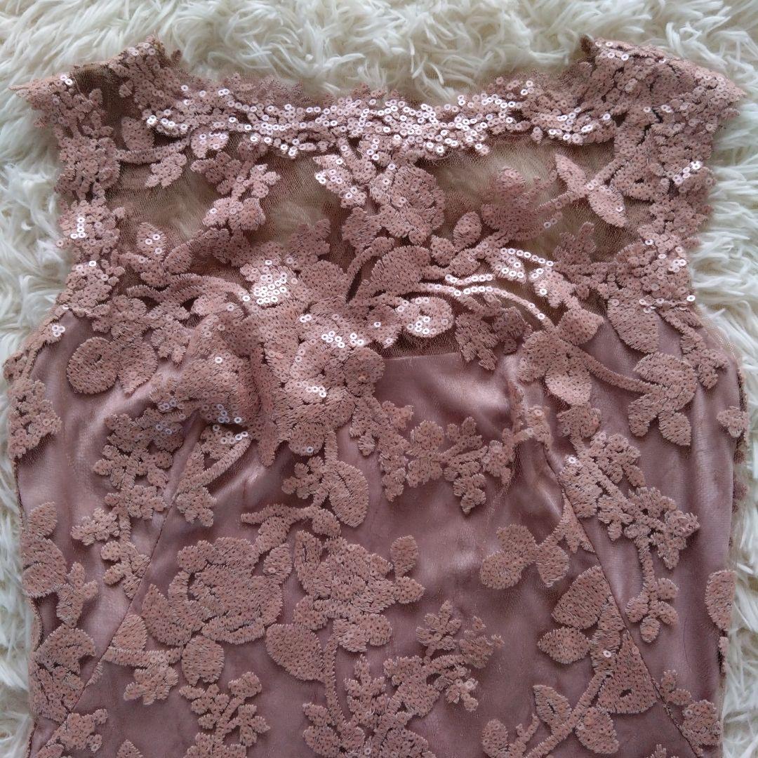 タダシショージ　ピンク　ワンピース　フラワー　スパンコール刺繍