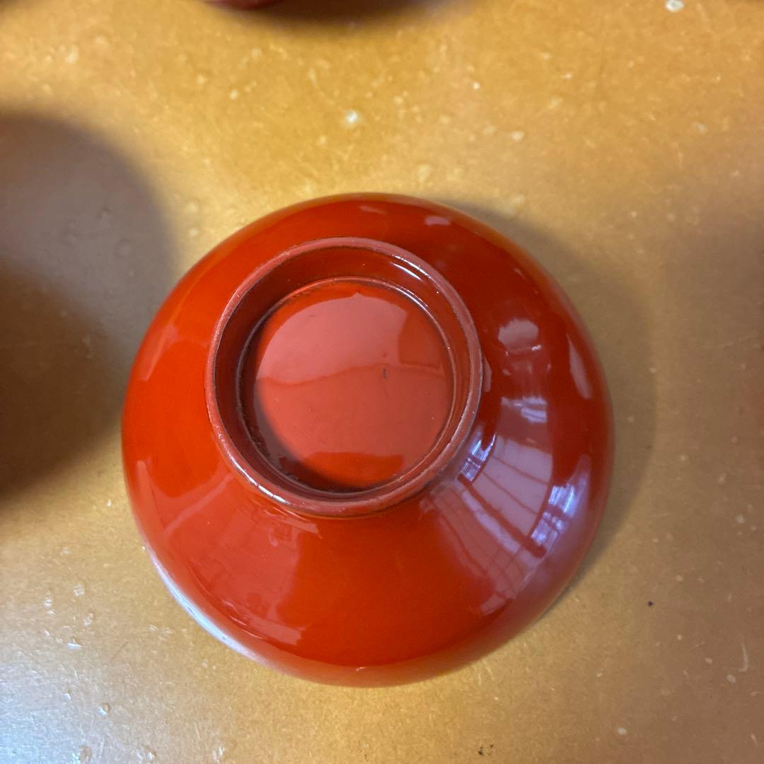 漆器　金絵　朱　蓋付椀　10客　共箱 骨董品