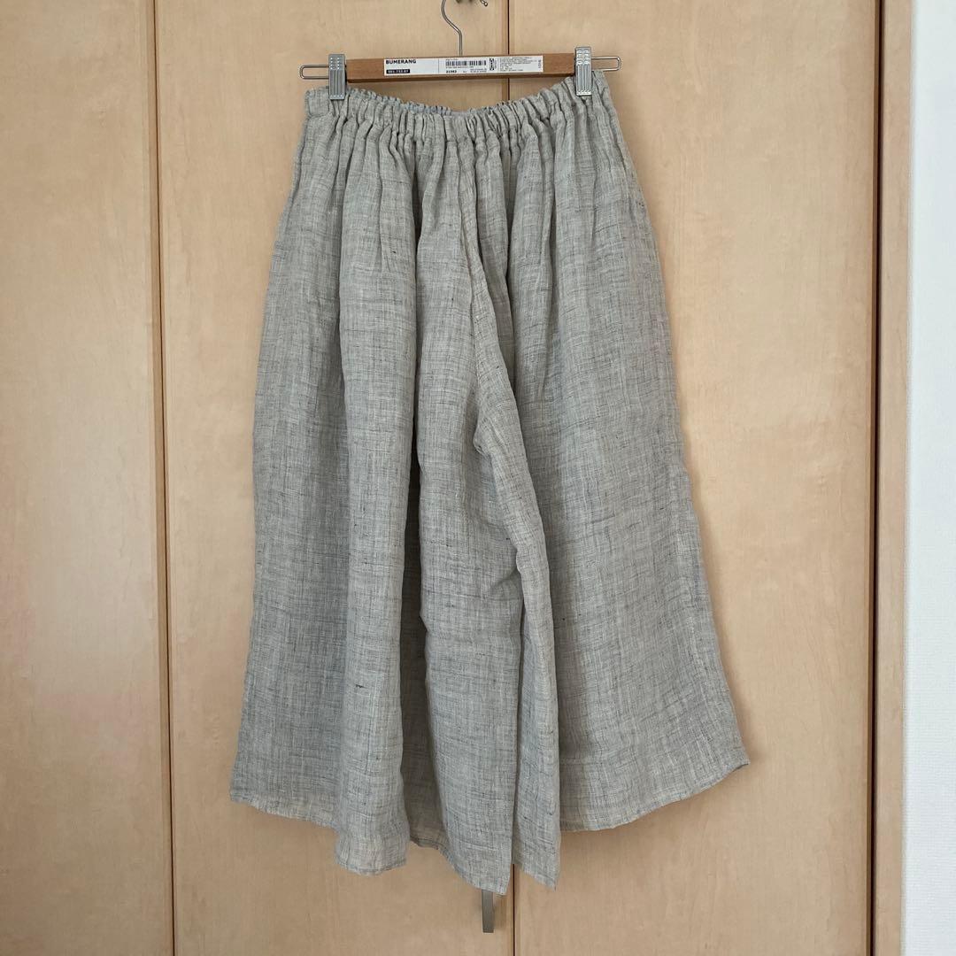 中川政吉商店　麻のかや織　キュロットスカート 薄墨色　未使用品
