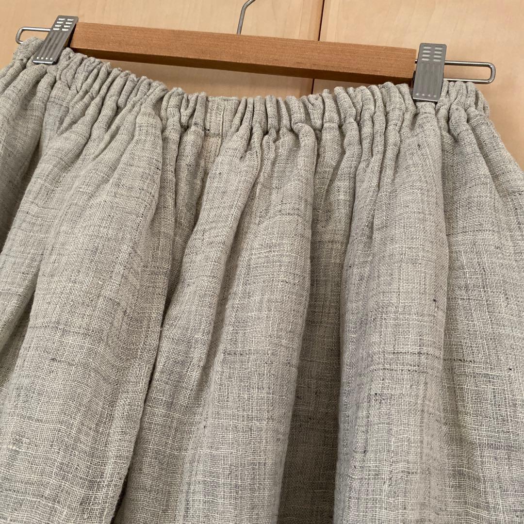 中川政吉商店　麻のかや織　キュロットスカート 薄墨色　未使用品