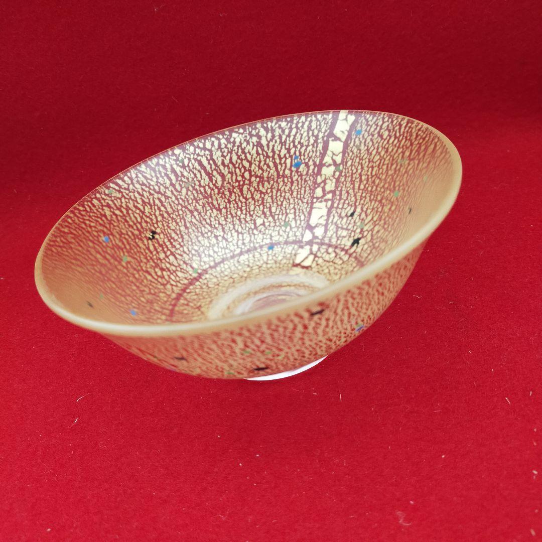 金箔硝子茶碗　吉昭作　銘　古稀【新品未使用箱付き】