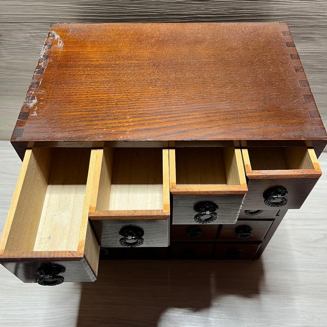 アンティーク　木製　9杯　引き出し 薬箪笥　薬箱