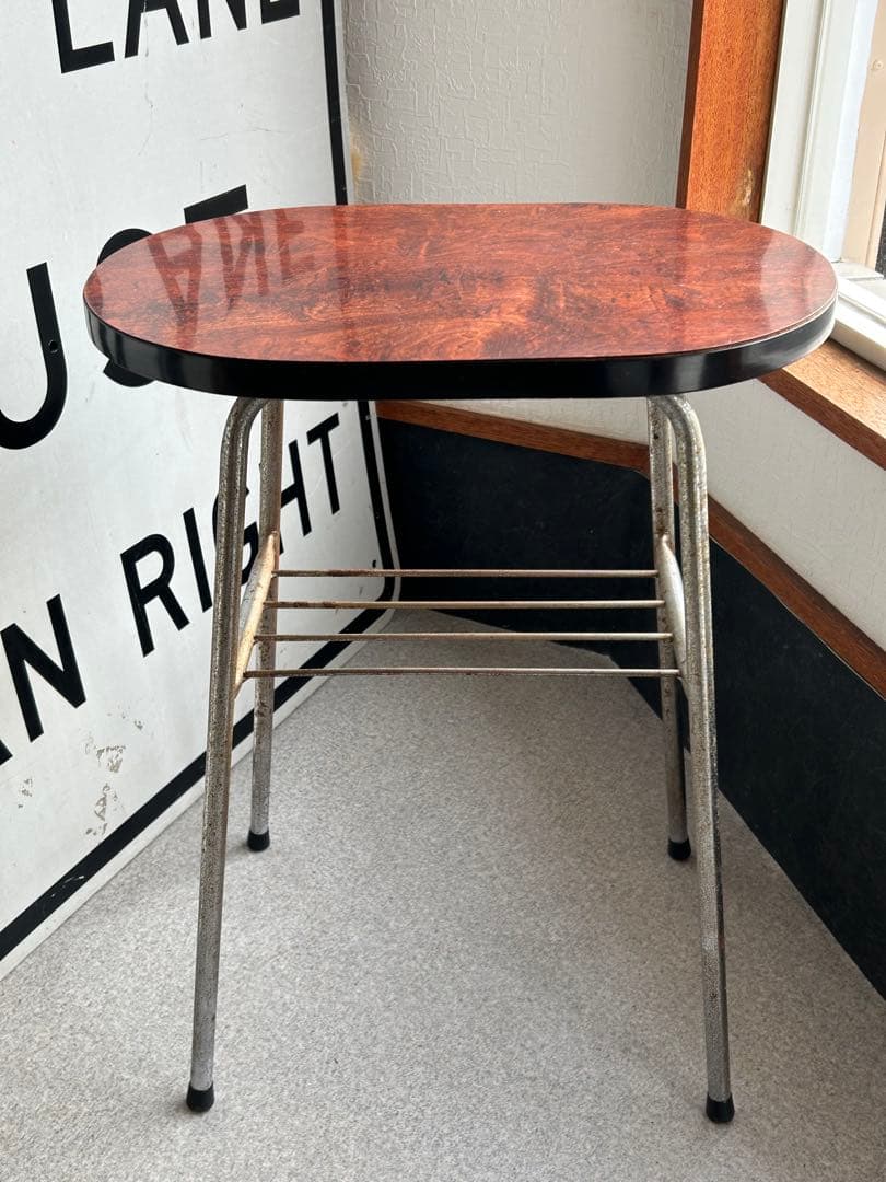 ヴィンテージ　鉄脚テーブル　古道具　アンティーク　古家具　昭和レトロ　当時物