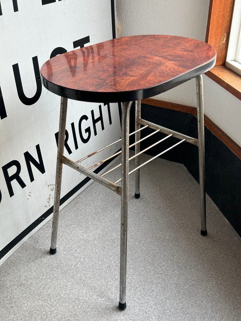 ヴィンテージ　鉄脚テーブル　古道具　アンティーク　古家具　昭和レトロ　当時物